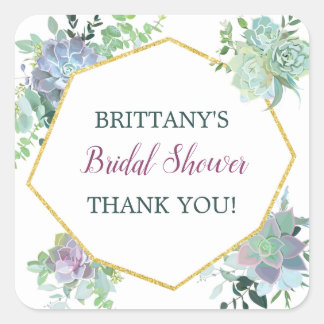 Succulent Bridal Shower Favor Sticker