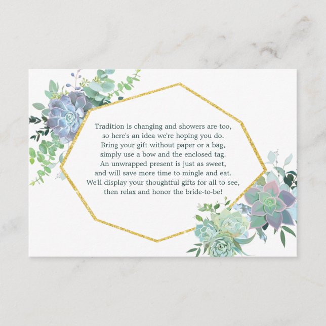 Succulent Bridal Shower Insert Card (Front)