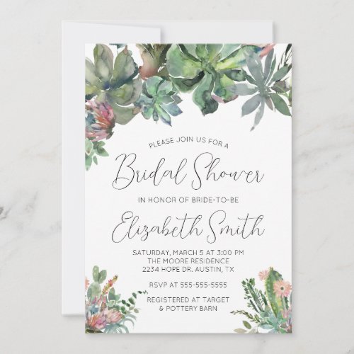 Succulent Bridal Shower Invitation