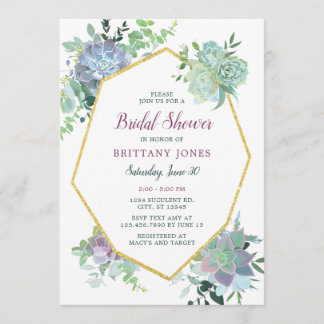 Succulent Bridal Shower Invitation
