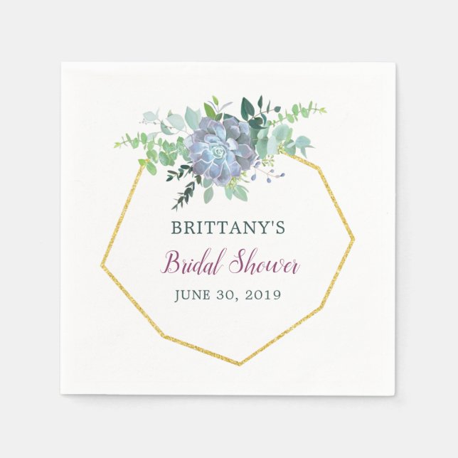 Succulent Bridal Shower Napkin (Front)