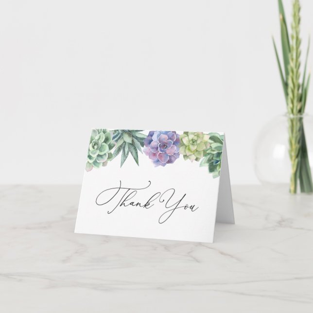 Succulent Bridal Shower Thank You  Note Card (Front)