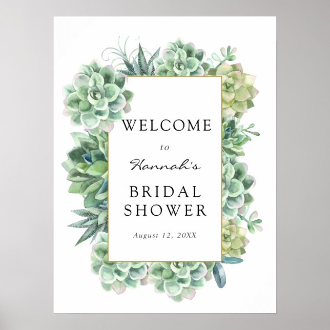 Succulent Bridal Shower Welcome Sign (Front)
