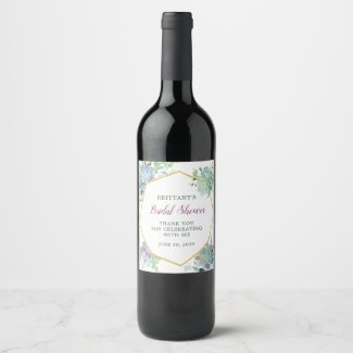 Succulent Bridal Shower Wine Label