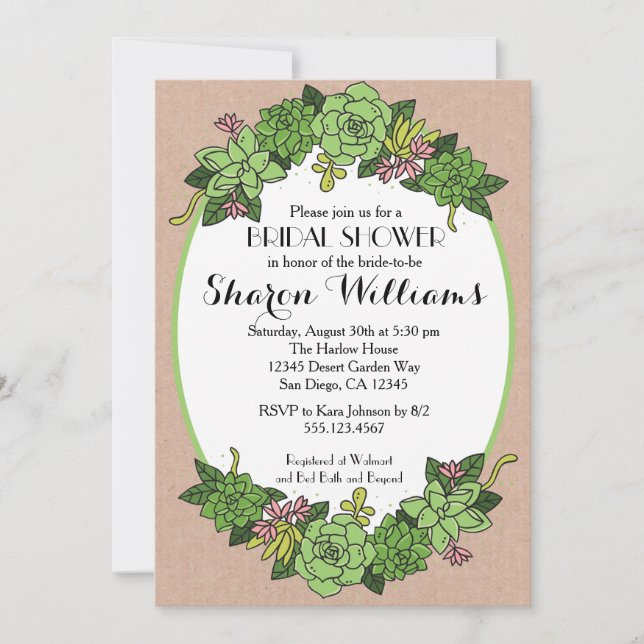 Succulent Bridal Wedding Shower Invitation (Front)