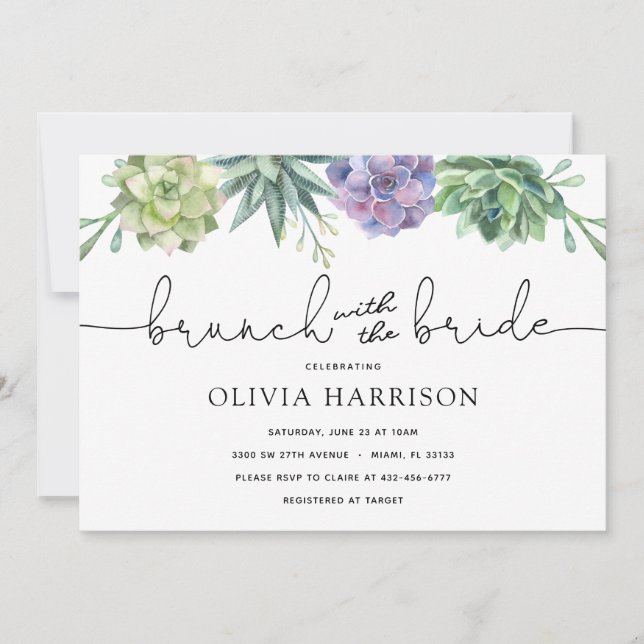 Succulent Brunch with the Bride Shower Invitation (Front)