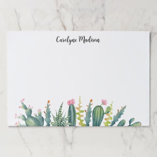 Succulent Cactus Arrangement Custom Name Paper Pad