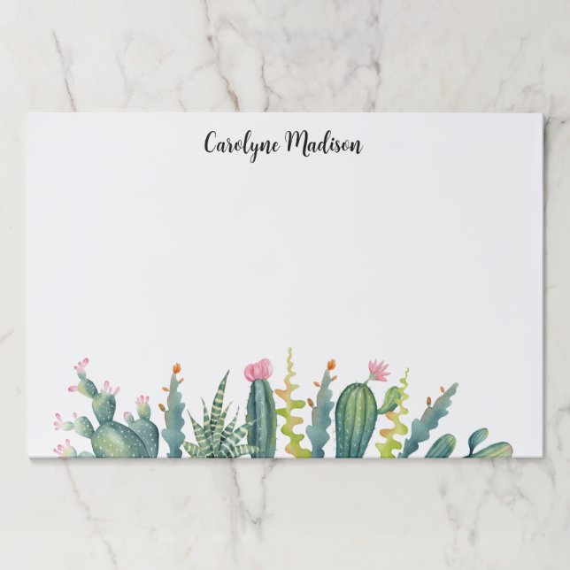 Succulent Cactus Arrangement Custom Name Paper Pad (Front)