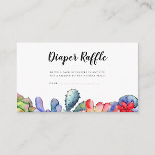Succulent cactus Baby shower Diaper Raffle card