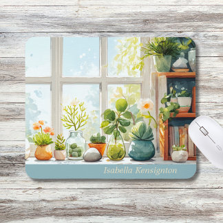 Succulent Cactus Botanical Houseplants Desk Mat Mouse Pad