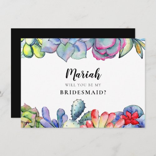 Succulent cactus Bridesmaid proposal card