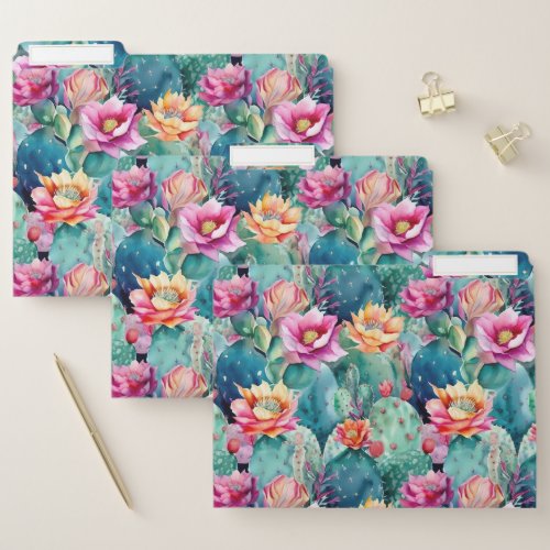 Succulent cactus desert plant vibrant floral chic file folder