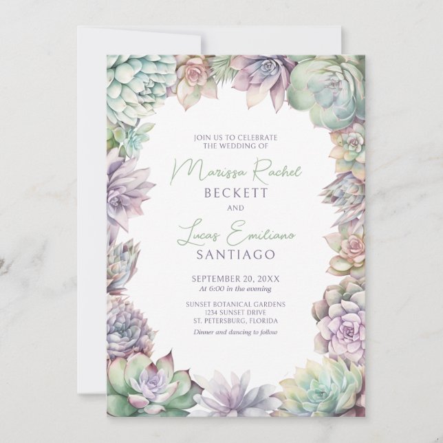Succulent Cactus Desert Wedding Invitation (Front)