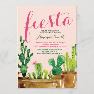 Succulent Cactus Fiesta Baby Shower Invitation