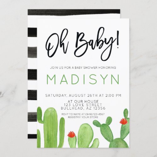 Succulent Cactus Fiesta Baby Shower Invitation