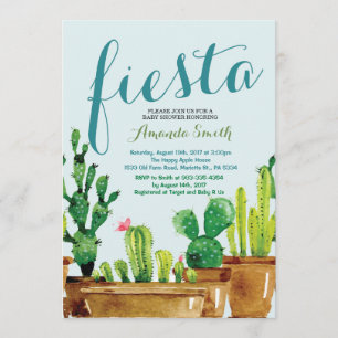 Succulent Cactus Fiesta Baby Shower Invitation