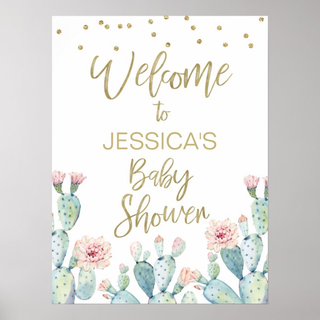 Succulent Cactus Fiesta Baby Shower Welcome Sign (Front)