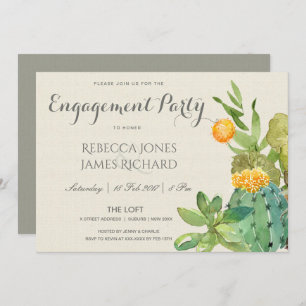 SUCCULENT CACTUS FLORAL GARDEN ENGAGEMENT INVITATION