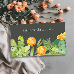 SUCCULENT CACTUS FLORAL GARDEN WATERCOLOR BUSINESS CARD