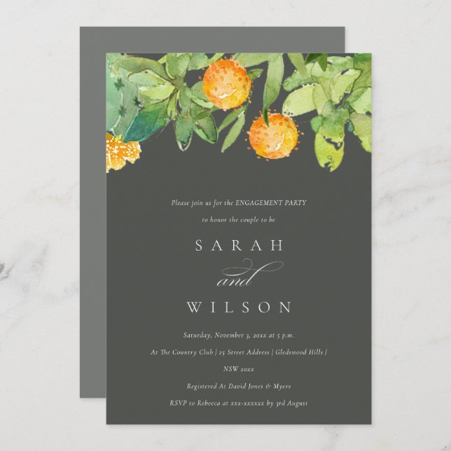 SUCCULENT CACTUS FLORAL WATERCOLOR ENGAGEMENT INVITATION (Front/Back)