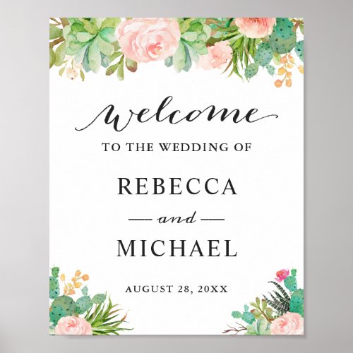 Succulent Cactus Floral Wedding Welcome Sign - Rustic Succulent Cactus Floral Wedding Welcome Sign Poster. 
(1) The default size is 8 x 10 inches, you can change it to a larger size.  
(2) For further customization, please click the "customize further" link and use our design tool to modify this template. 
(3) If you need help or matching items, please contact me.