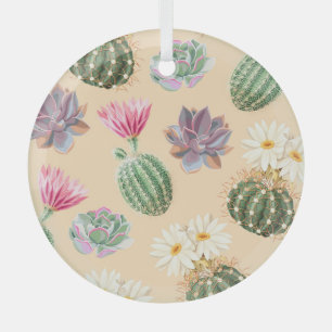 Succulent Cactus: High Detail Pattern Glass Ornament
