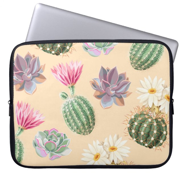 Succulent Cactus: High Detail Pattern Laptop Sleeve (Front)