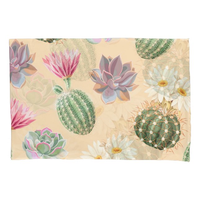 Succulent Cactus: High Detail Pattern Pillow Case (Front)