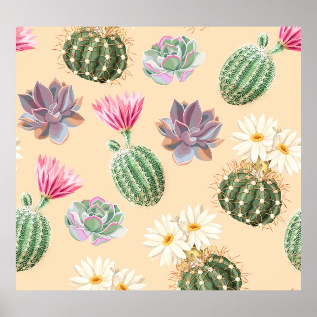 Succulent Cactus: High Detail Pattern Poster (Front)