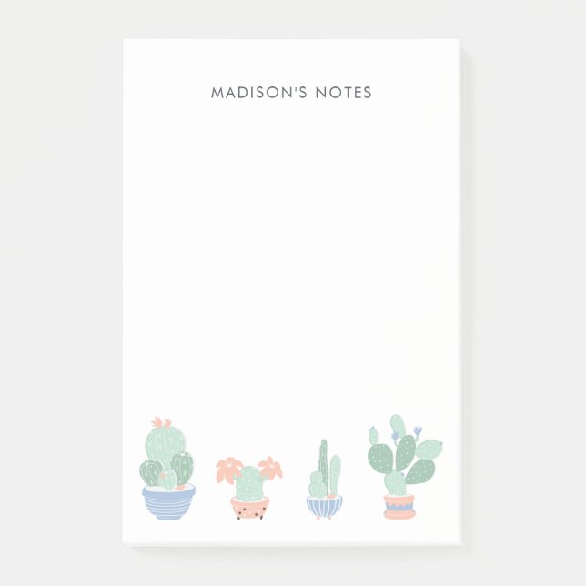 Succulent Cactus Illustration Cute Notes (Front)