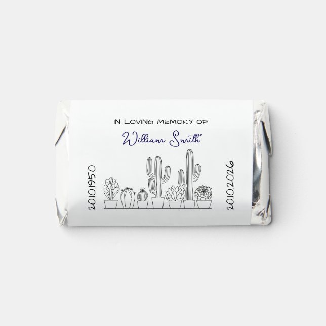 Succulent & Cactus Memorial Chocolate Favor (Front)