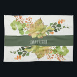 SUCCULENT CACTUS ORANGE FLORAL WATERCOLOR GARDEN KITCHEN TOWEL<br><div class="desc">If you need any further customisation or any other matching items,  please feel free to contact me at info@yellowfebstudio.com</div>