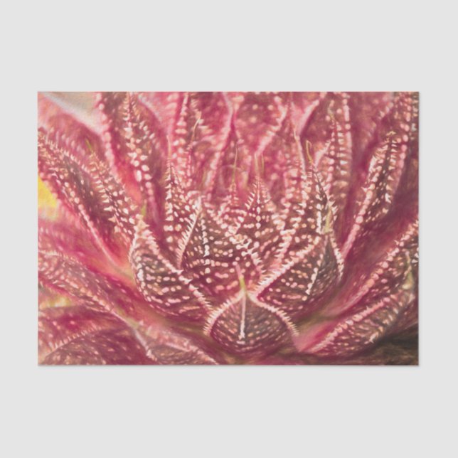 Succulent Cactus Plant Red Botanical Decoupage Tissue Paper (Front)