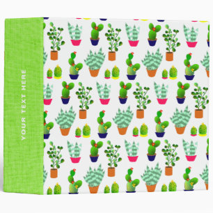 Succulent Cactus Plants Floral Pattern 3 Ring Binder