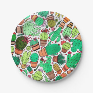 Succulent Cactus Potted Plants Cacti Garden Party Paper Plates