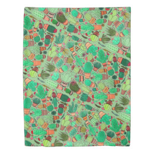Succulent Cactus Potted Plants Green Cacti Garden Duvet Cover