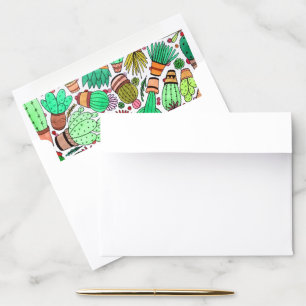 Succulent Cactus Potted Plants Green Cacti Garden Envelope Liner