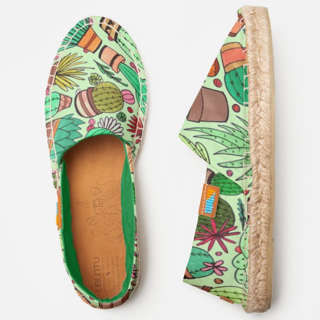 Succulent Cactus Potted Plants Green Cacti Garden Espadrilles (Side)