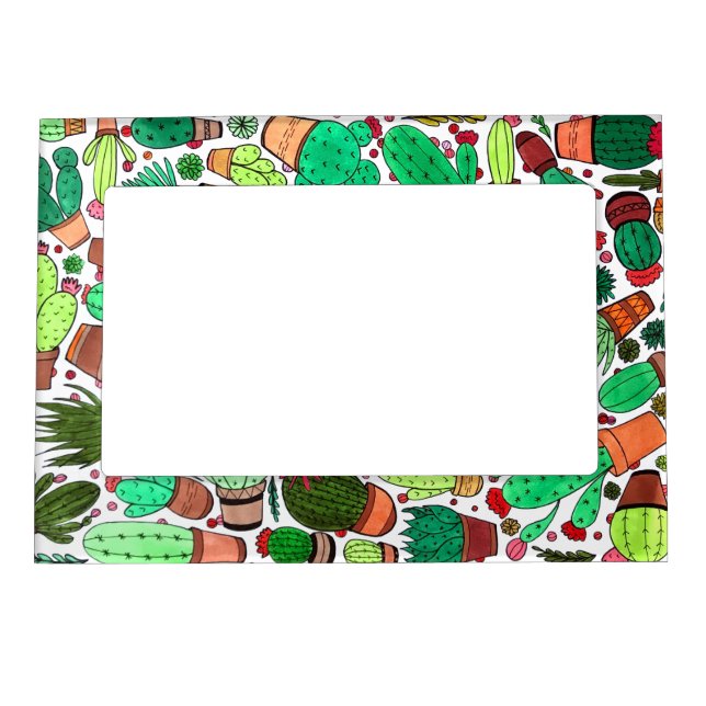 Succulent Cactus Potted Plants Green Cacti Garden Magnetic Frame (Front)