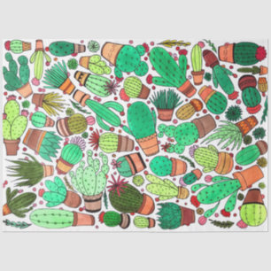 Succulent Cactus Potted Plants Green Cacti Garden Tissue Paper