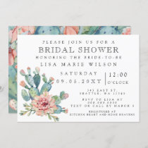 Succulent Cactus Rose Bridal Shower Invitation
