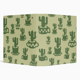 Succulent cactus silhouette in cups and pots 3 ring binder