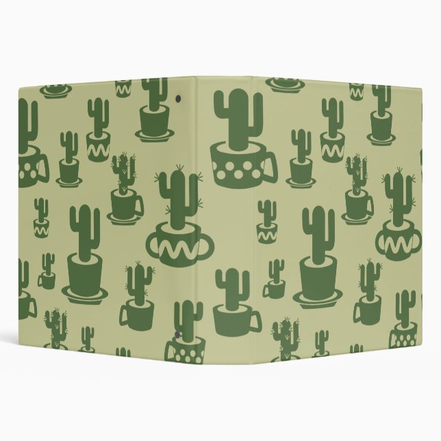 Succulent cactus silhouette in cups and pots 3 ring binder (Background)