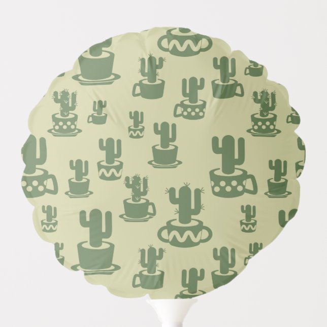 Succulent cactus silhouette in cups and pots  balloon (Front)