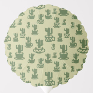 Succulent cactus silhouette in cups and pots balloon