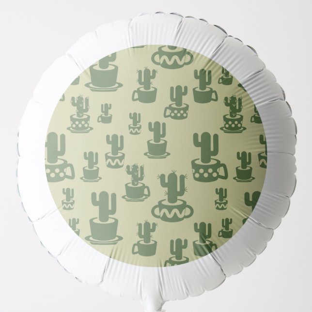 Succulent cactus silhouette in cups and pots  balloon (Front)