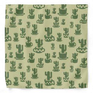Succulent cactus silhouette in cups and pots  bandana
