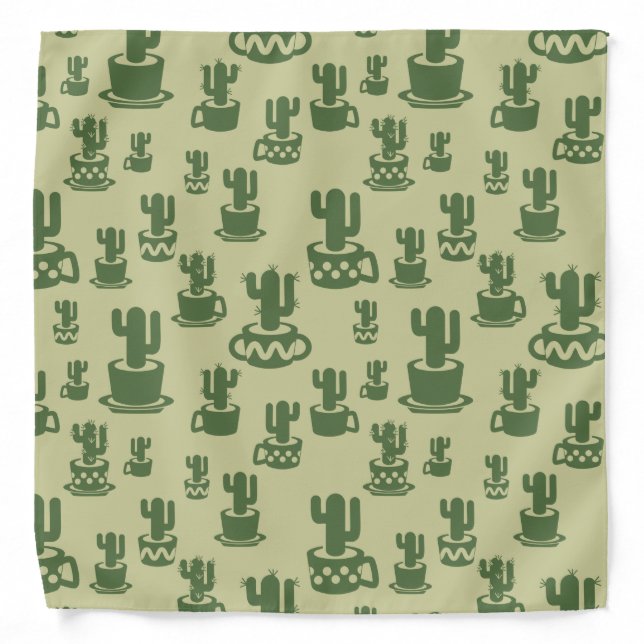 Succulent cactus silhouette in cups and pots  bandana (Front)