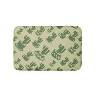 Succulent cactus silhouette in cups and pots bath mat