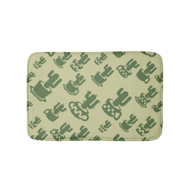 Succulent cactus silhouette in cups and pots bath mat (Front)